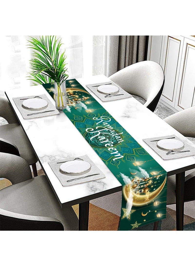 Aikanbo Ramadan Tablecloth Decoration Home Decor Ramadan Kareem Decor Eid Mubarak Ramadan Table Clothes for Dinner Decoration Eid Party Islamic Celebration Lining-70.8x13.8 inches - Image 3
