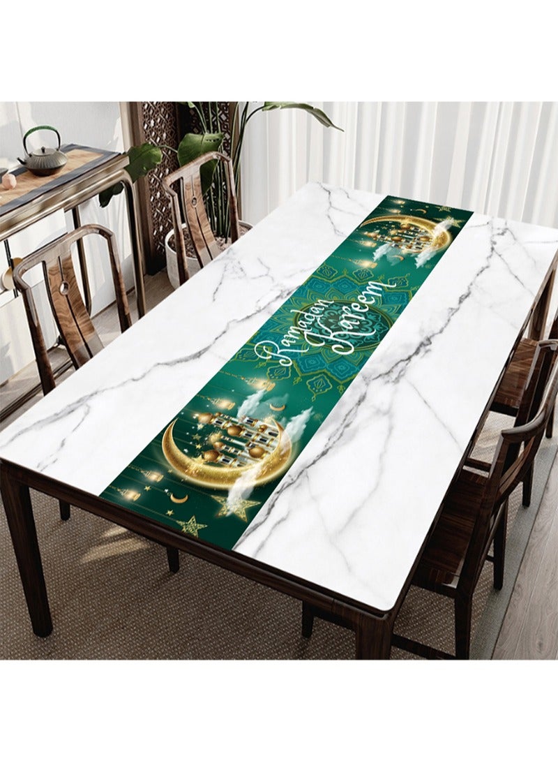Aikanbo Ramadan Tablecloth Decoration Home Decor Ramadan Kareem Decor Eid Mubarak Ramadan Table Clothes for Dinner Decoration Eid Party Islamic Celebration Lining-70.8x13.8 inches - Image 4