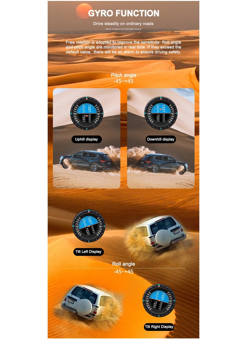 Lufi Xs Obd Gauge Display, GPS Speedometer,car inclinometer, Boost Gauge, RPM Meter, Heads up Display for car,Multifunction Digital Gauge Cluster