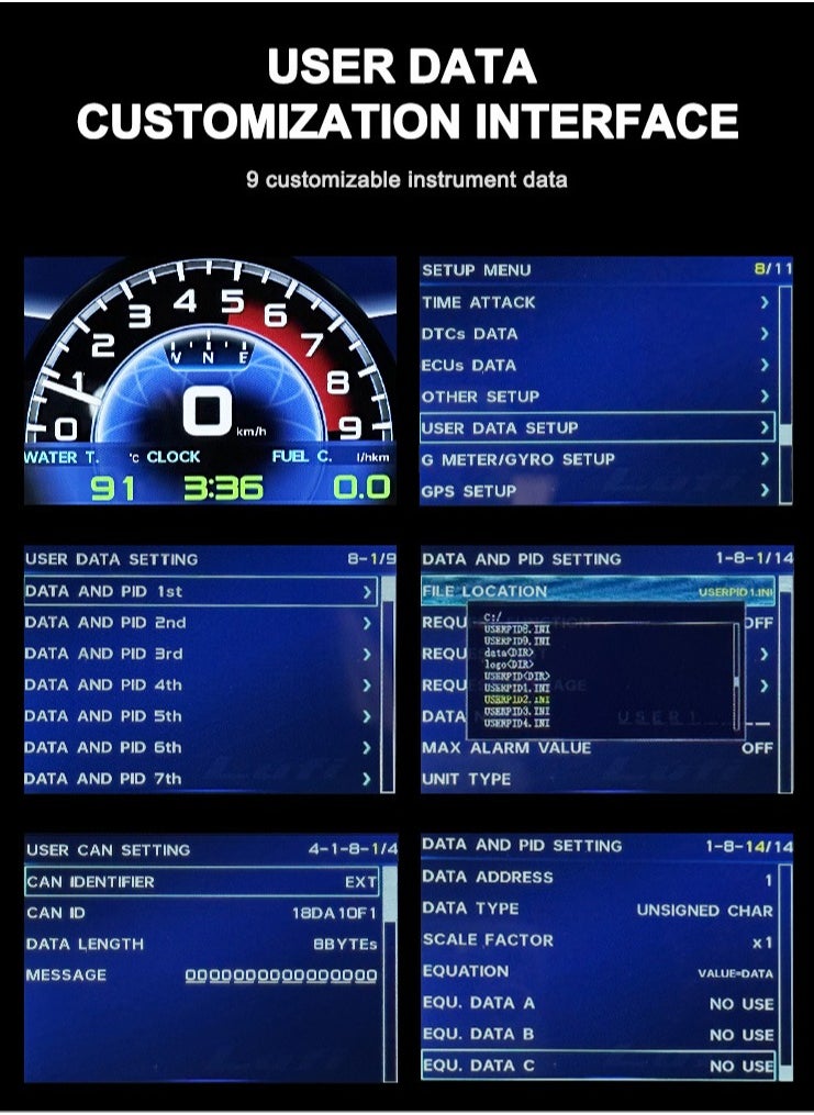 Lufi Xs Obd Gauge Display, GPS Speedometer,car inclinometer, Boost Gauge, RPM Meter, Heads up Display for car,Multifunction Digital Gauge Cluster