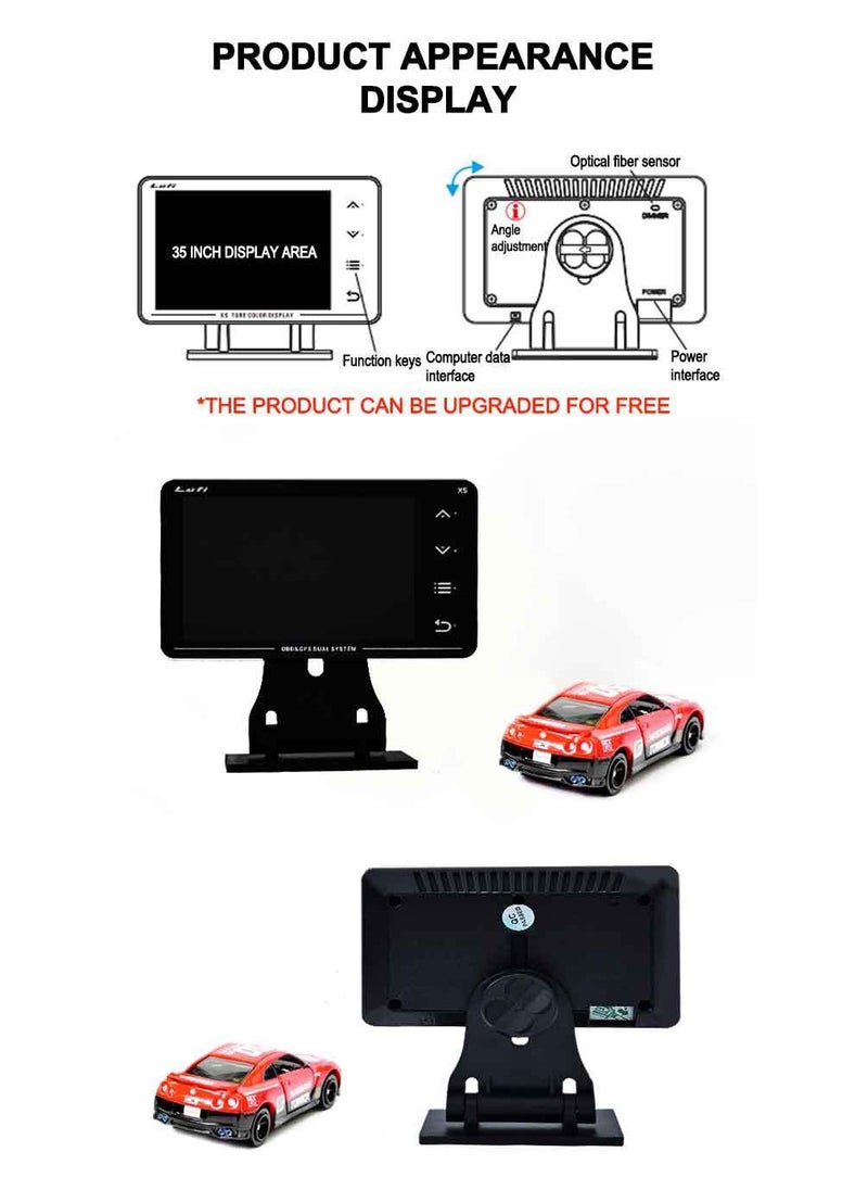 Lufi Xs Obd Gauge Display, GPS Speedometer,car inclinometer, Boost Gauge, RPM Meter, Heads up Display for car,Multifunction Digital Gauge Cluster