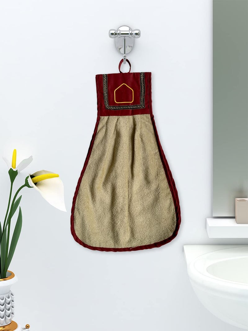 Athom Trendz Loop Hanging Cotton Washbasin Napkin/Hand Towel for Kitchen and Bathroom 28x45 cm Pack of 1(B) - Image 2
