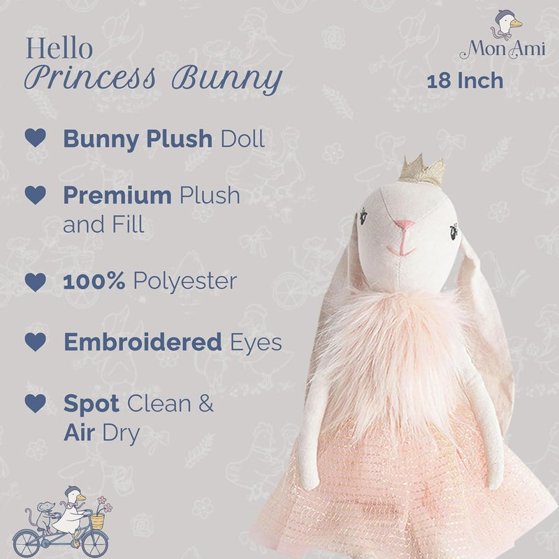 Mon Ami Princess Bunny Stuffed Animal, Soft & Cuddly Plush Animal Doll, Well Built Stuffed Doll for Child or Toddler | Use as Toy or Room Decor, Great Gift for Kids or Collectors, 18 inches - Image 2