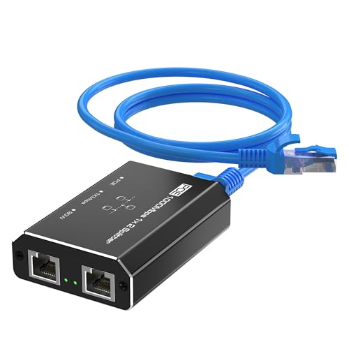 Closs PoE Splitter with 425FT Cat6 Ethernet Cable Gigabit Ethernet Switch 2 Port Internet Splitter 1 in 2 Out NonPoE to PoE Adapter Network Hub 1 in 2 Out Plug Play Distance Up to 328 Ft - Image 1