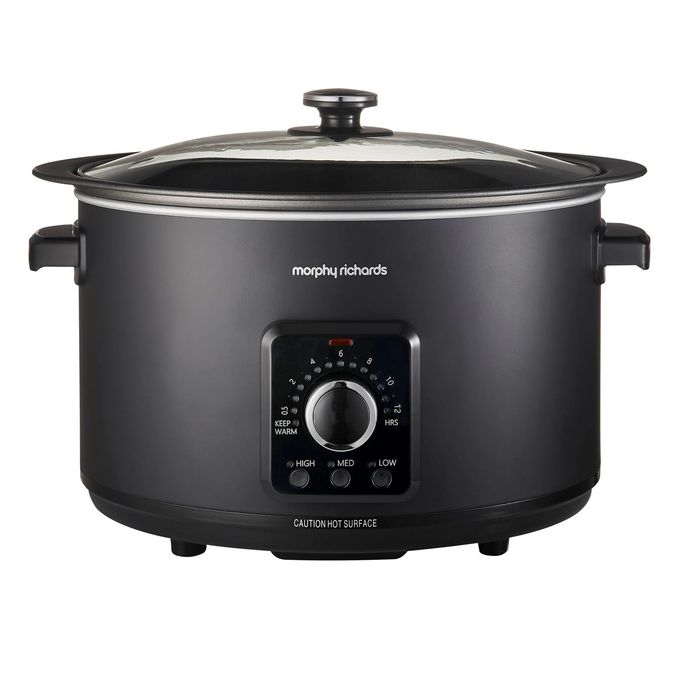 65L EASY TIME SLOW COOKER AUTOMATIC HEAT SETTINGS KEEP WARM MODE HOB PROOF COUNTDOWN INDICATOR DISHWASHER SAFE POT MATTE BLACK 461021