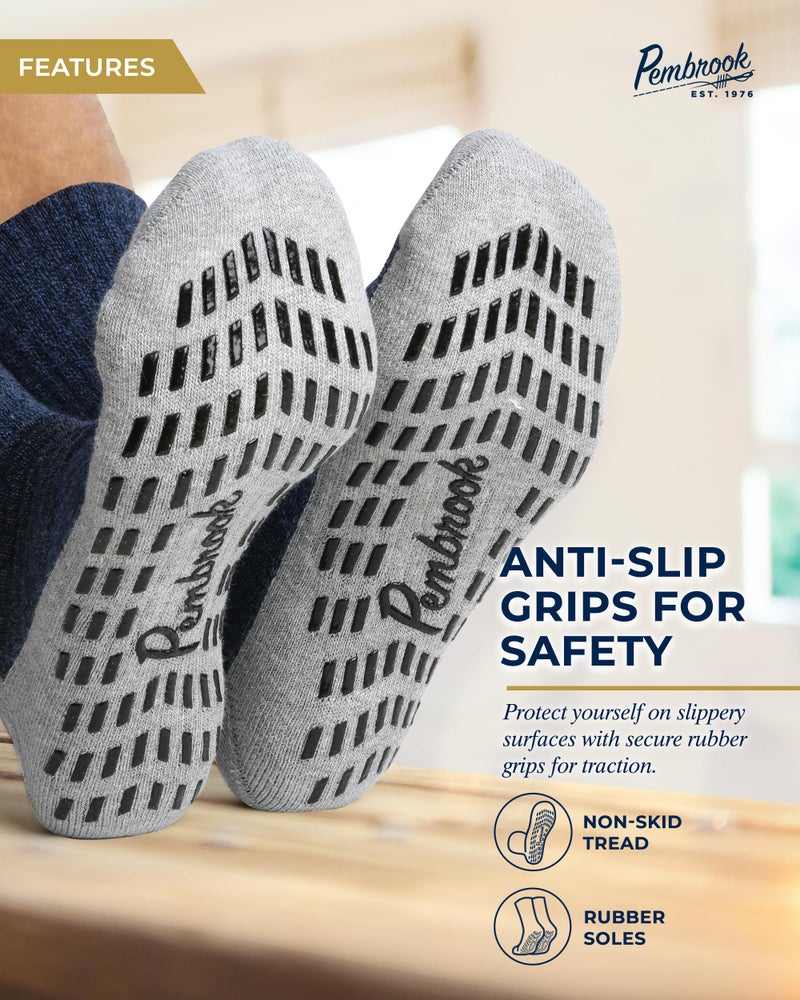 Pembrook 4 Pairs Crew Non Slip Socks - Gripper for Men Women Husband Dad | Grip | Non Slip Men | Non Skid Socks for Men - Image 2