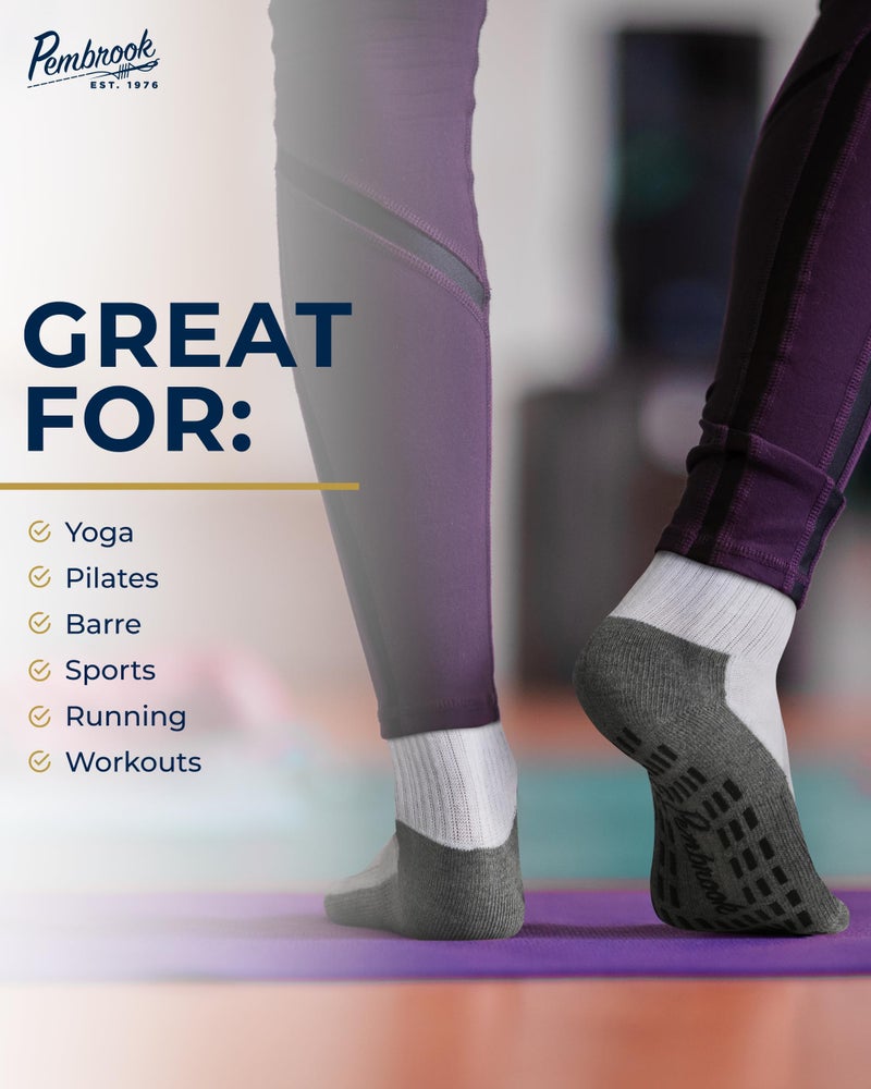 Pembrook 4 Pairs Crew Non Slip Socks - Gripper for Men Women Husband Dad | Grip | Non Slip Men | Non Skid Socks for Men - Image 4
