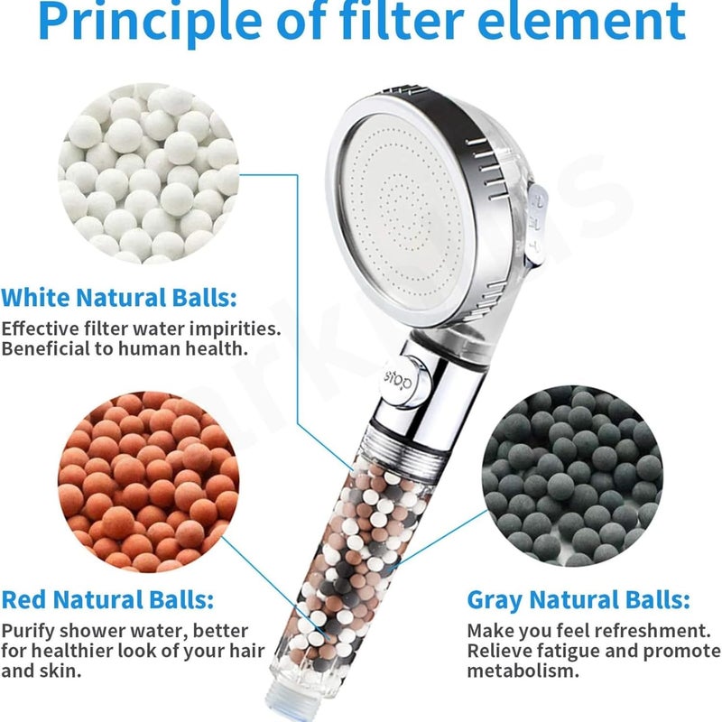Parkplus Shower Head with Handheld High Pressure 3 Spray Mode Showerhead with Filters Detachable Hand Shower for Bathroom Adjustable Water Softening Filtered Showerhead for Hard Water - Image 2