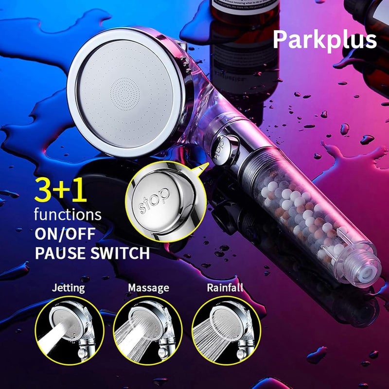 Parkplus Shower Head with Handheld High Pressure 3 Spray Mode Showerhead with Filters Detachable Hand Shower for Bathroom Adjustable Water Softening Filtered Showerhead for Hard Water - Image 3