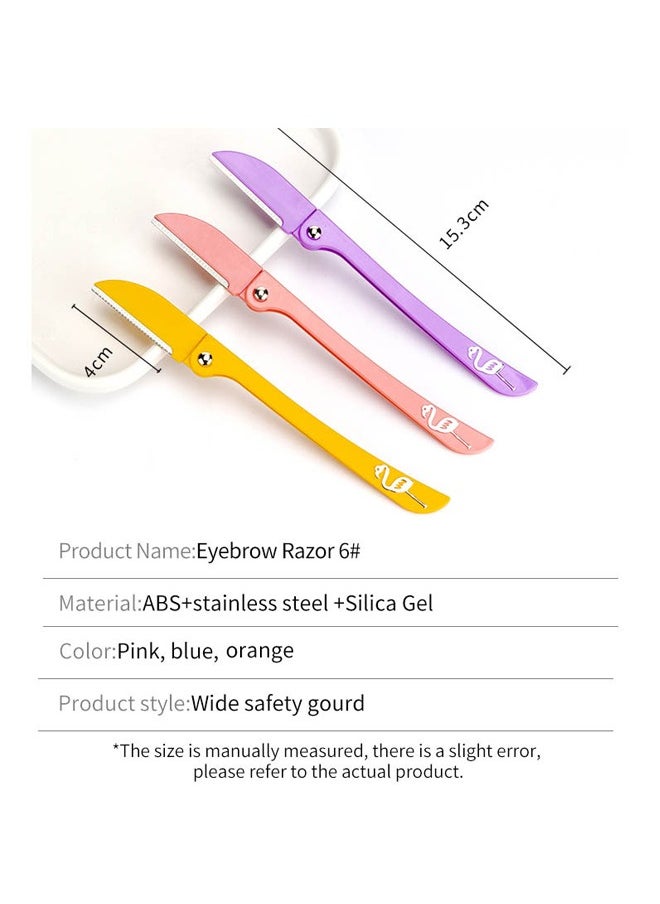 Feather - 3-Piece Flamingos Ladies Razor For Facial And Body Hair Yellow/Pink/Purple  Non-Slip Handle Trimmer Shaving Grooming Kit - Image 1