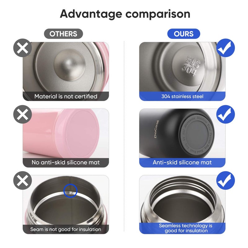 DaCool Adults Food Thermo for Hot Food 24 oz Insulated Food Jar Insulated Lunch Container Vacuum Stainless Steel Soup Thermo for Women Man Leakproof for Office Picnic Travel Outdoors, Black - Image 3