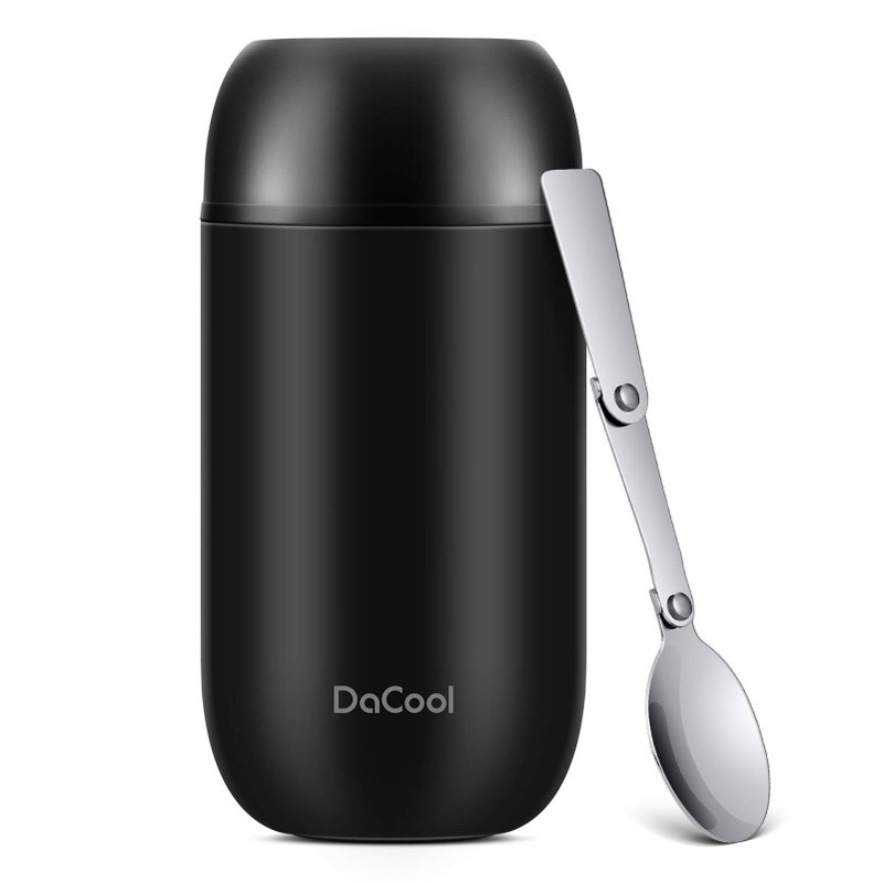DaCool Adults Food Thermo for Hot Food 24 oz Insulated Food Jar Insulated Lunch Container Vacuum Stainless Steel Soup Thermo for Women Man Leakproof for Office Picnic Travel Outdoors, Black - Image 1