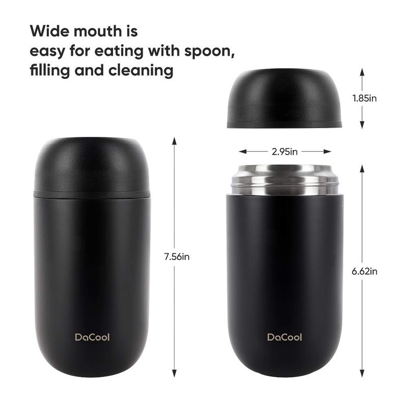 DaCool Adults Food Thermo for Hot Food 24 oz Insulated Food Jar Insulated Lunch Container Vacuum Stainless Steel Soup Thermo for Women Man Leakproof for Office Picnic Travel Outdoors, Black - Image 5