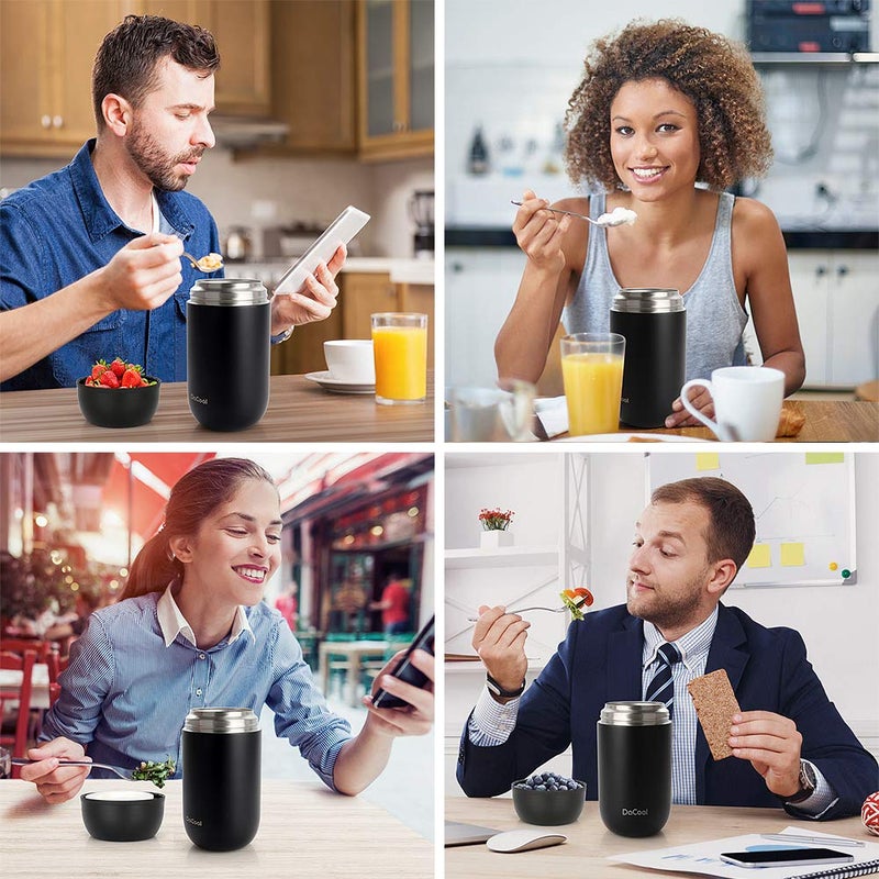 DaCool Adults Food Thermo for Hot Food 24 oz Insulated Food Jar Insulated Lunch Container Vacuum Stainless Steel Soup Thermo for Women Man Leakproof for Office Picnic Travel Outdoors, Black - Image 4