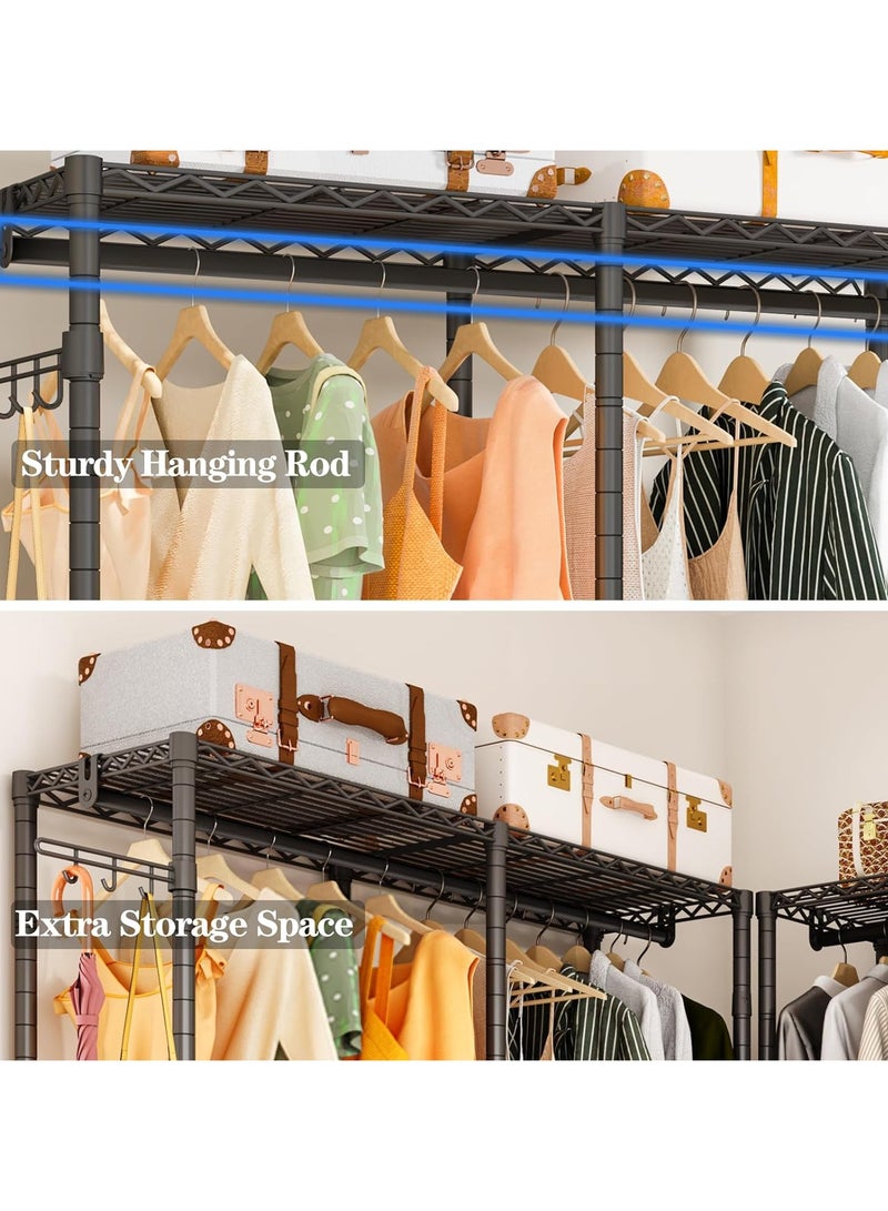Sharpdo Rolling Clothes Rack, Heavy Duty Garment Rack for Hanging Clothes, Wire Adjustable Rolling Clothing Rack with Lockable Wheels & 2 Hanger Rods  - Image 2
