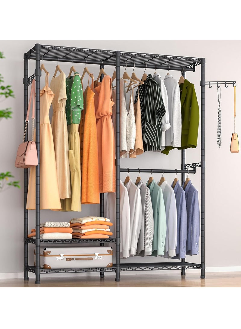 Sharpdo Rolling Clothes Rack, Heavy Duty Garment Rack for Hanging Clothes, Wire Adjustable Rolling Clothing Rack with Lockable Wheels & 2 Hanger Rods  - Image 5