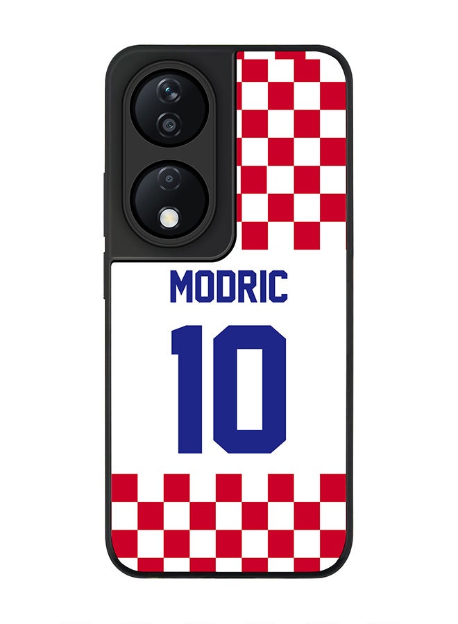 Stylizedd Rugged Black Edge Case for Honor X7b, Slim fit Case Flexible Anti Drop TPU Gel Thin Cover -  Football Team - Croatia, Player Name - Modric - Image 1