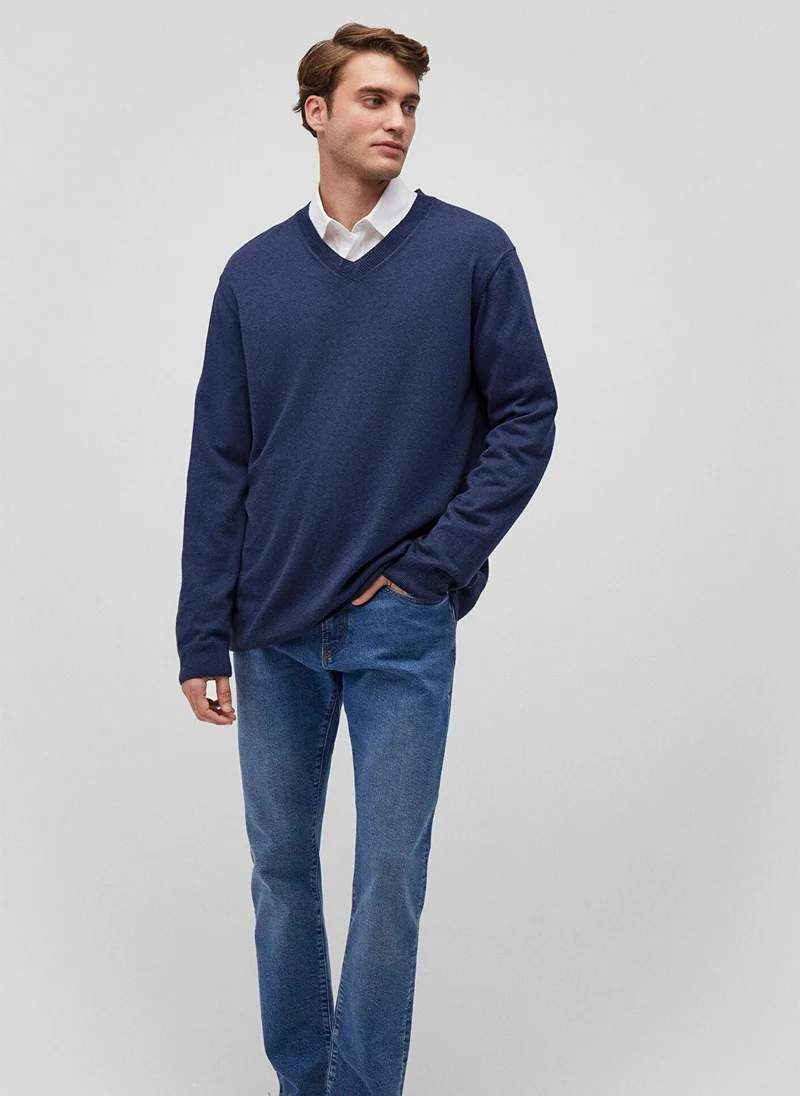مافي V Neck Navy Sweater