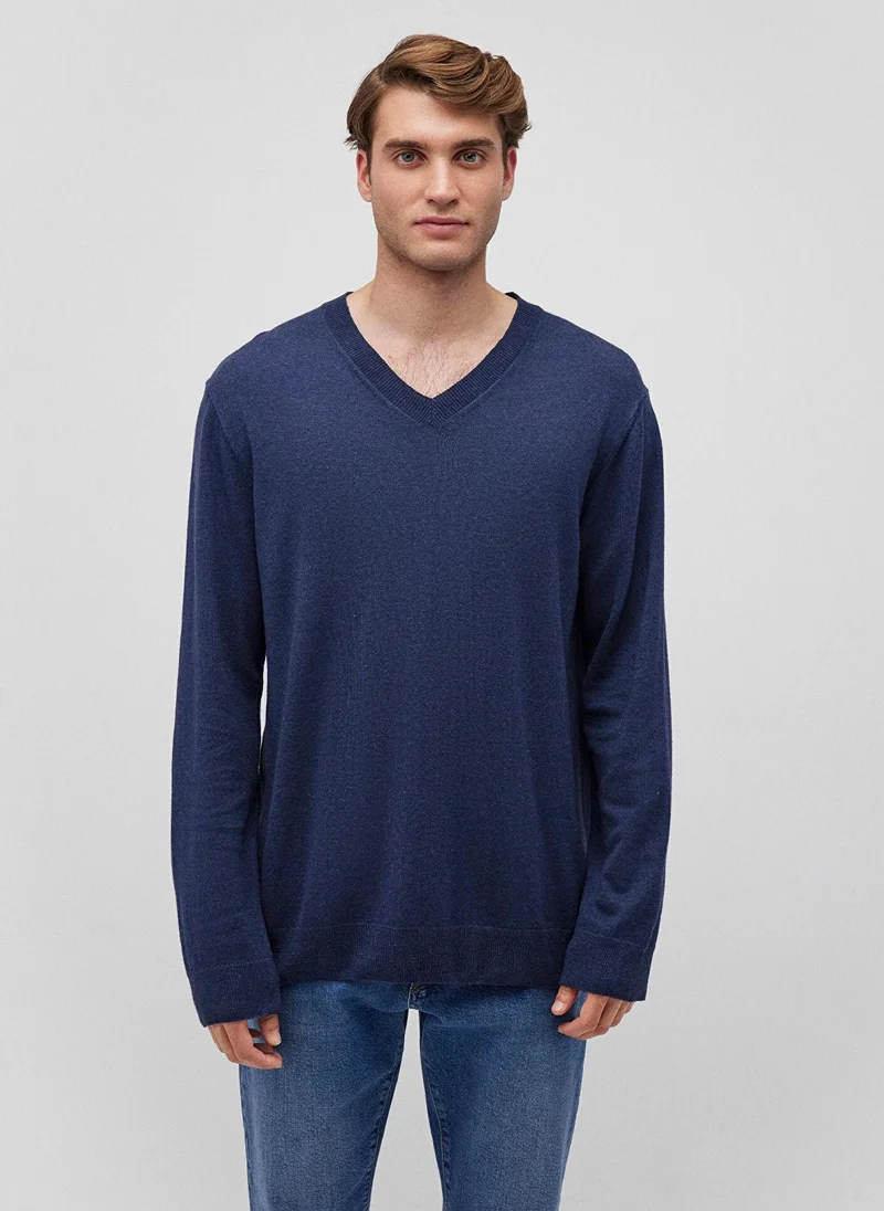 مافي V Neck Navy Sweater