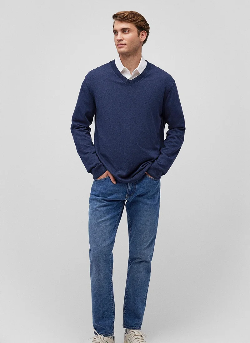 مافي V Neck Navy Sweater
