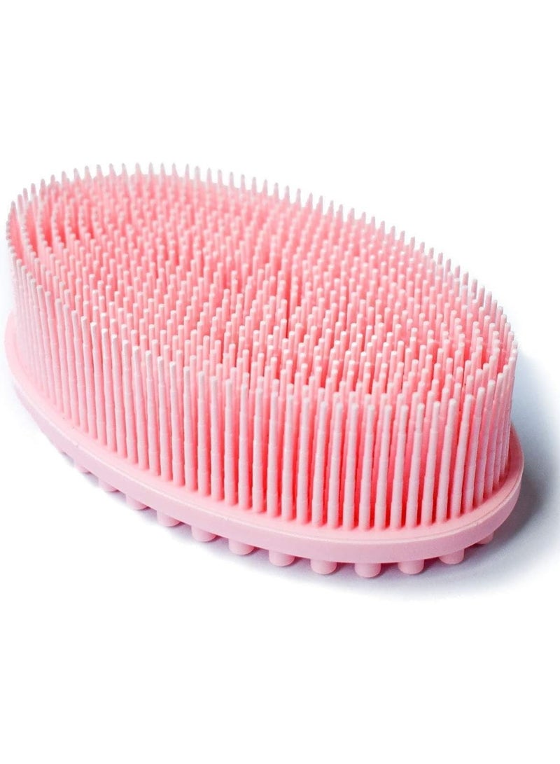 Silicone Exfoliating Bath Brush for Luminous Skin and Exfoliating for Soft and Long Lasting Foam and More Hygienic Than Traditional Loofah Body Brush (Pink) - Image 1