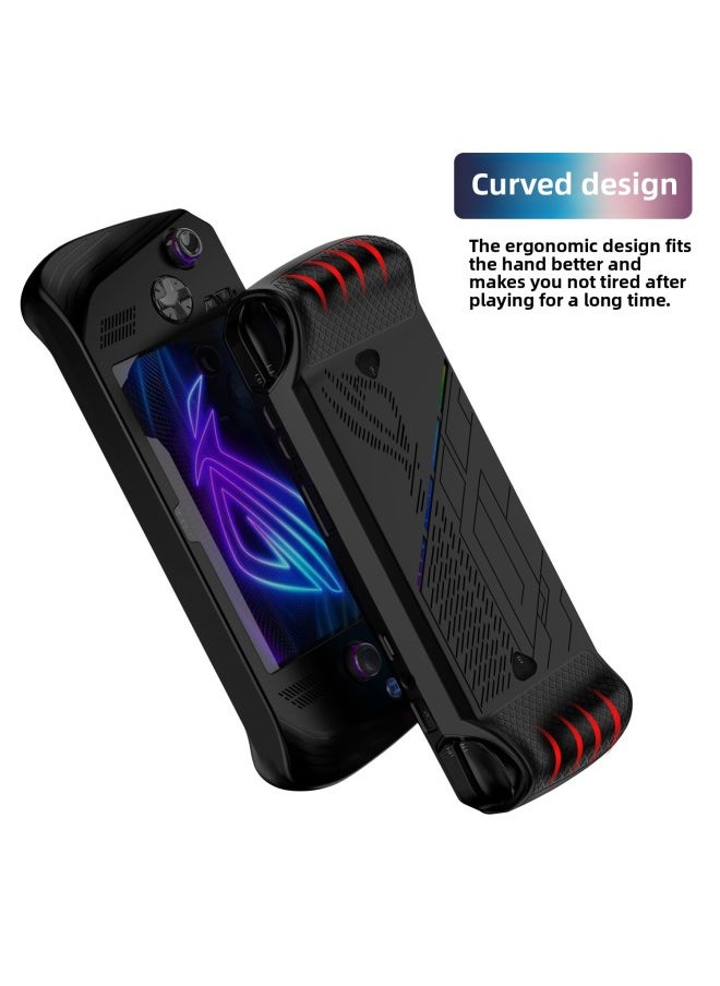 Suitable For ASUS Rog Ally X Handheld Silicone Protective Case Soft Non-deformation Fuel Injection All-inclusive Protective Case Accessories-Product Color:black-Model:rog Ally X Silicone Case