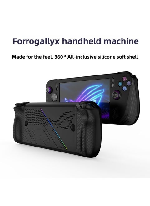 Suitable For ASUS Rog Ally X Handheld Silicone Protective Case Soft Non-deformation Fuel Injection All-inclusive Protective Case Accessories-Product Color:black-Model:rog Ally X Silicone Case