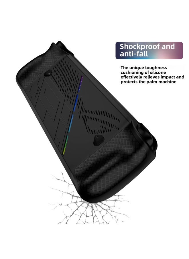 Suitable For ASUS Rog Ally X Handheld Silicone Protective Case Soft Non-deformation Fuel Injection All-inclusive Protective Case Accessories-Product Color:black-Model:rog Ally X Silicone Case