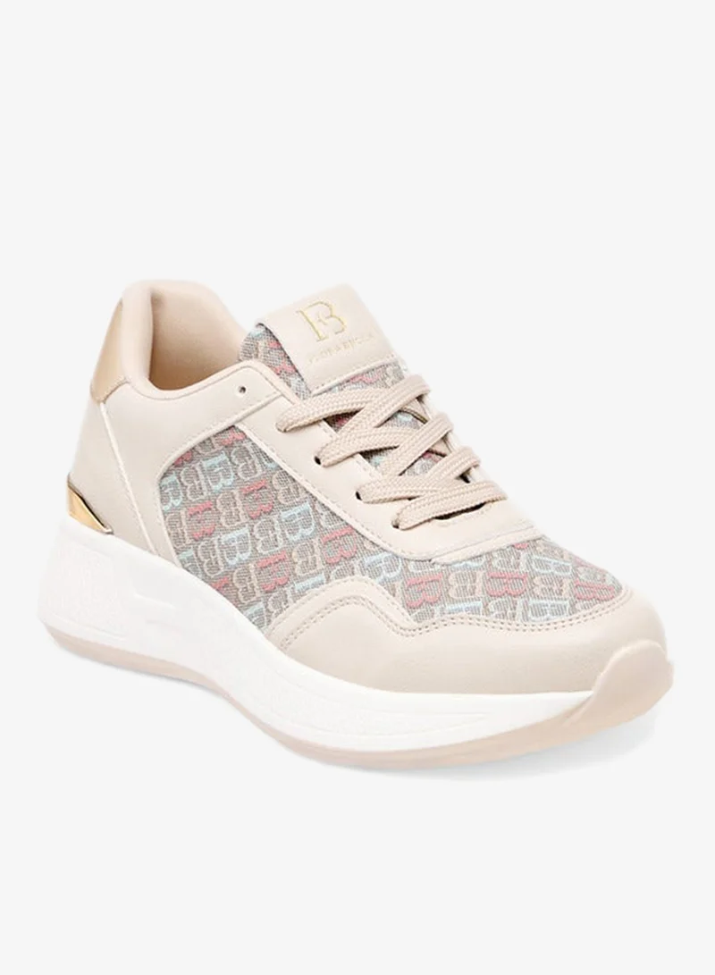 Flora Bella By Shoexpress Women's Monogram Print Lace-Up Sneakers