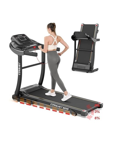 Folding Treadmill 1.5HP Portable Treadmill with Manual Incline Easy to Assemble Fitness Treadmill for Home Office 12 Preset Programs Speed ​​1.0-10KM/H