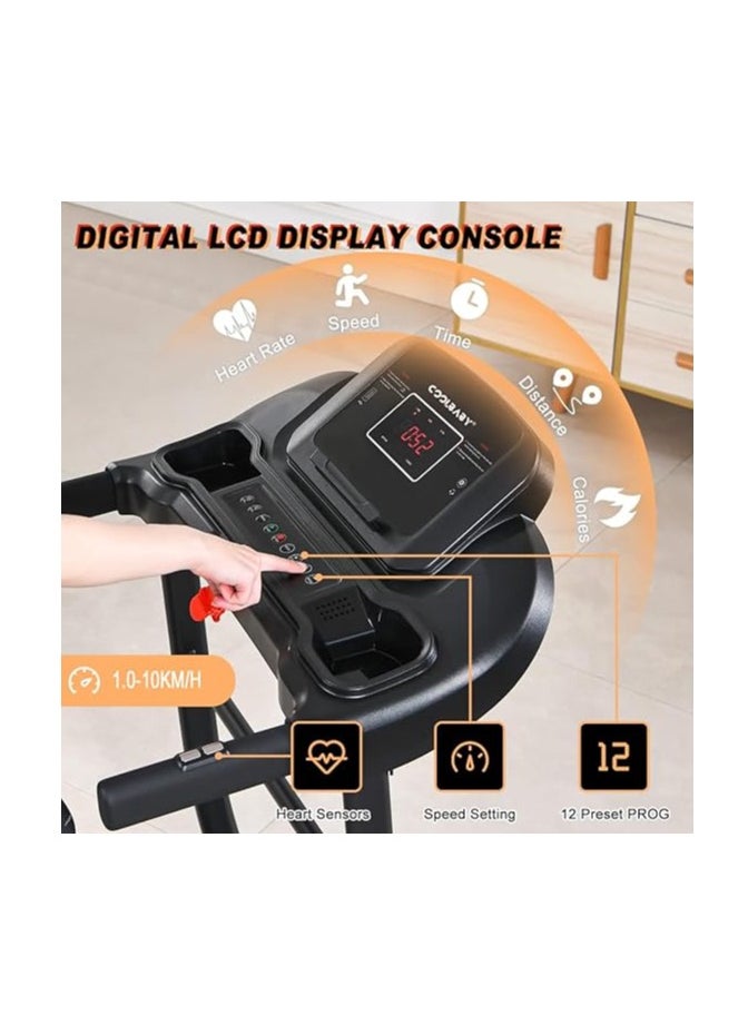 Cool Baby Style - Folding Treadmill 1.5HP Portable Treadmill with Manual Incline Easy to Assemble Fitness Treadmill for Home Office 12 Preset Programs Speed ​​1.0-10KM/H - Image 1