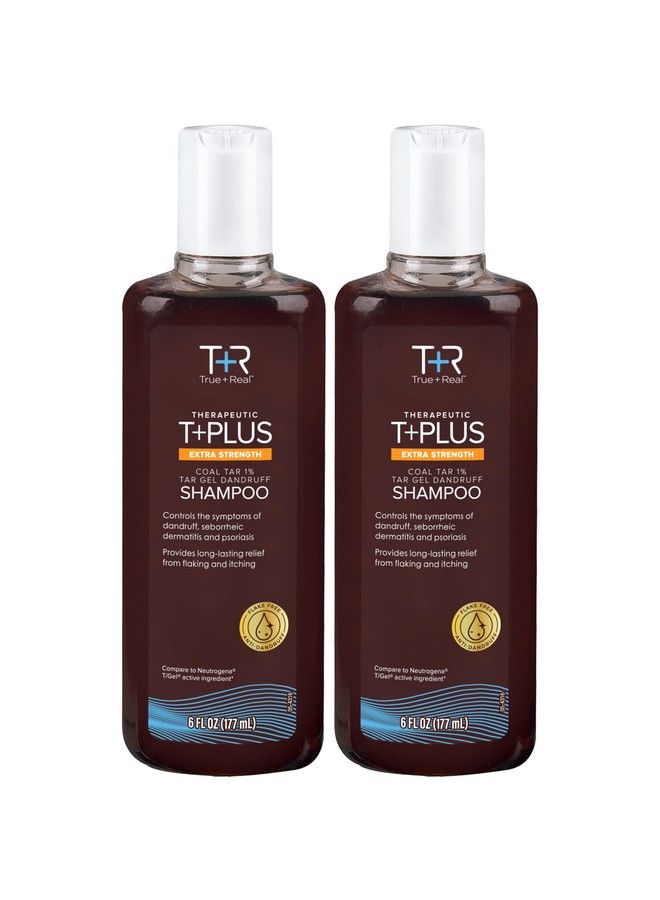 True+Real شامبو مضاد للقشرة من Therapeutic Plus Tar Gel بقوة إضافية 1% قطران الفحم 6 أونصة سائلة عبوتان - Image 1