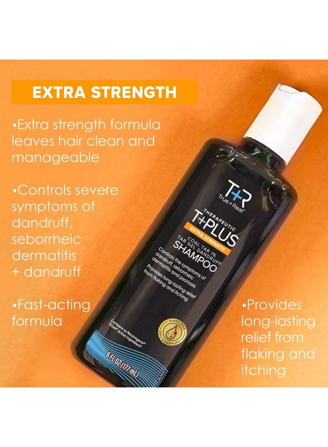 True+Real شامبو مضاد للقشرة من Therapeutic Plus Tar Gel بقوة إضافية 1% قطران الفحم 6 أونصة سائلة عبوتان - Image 5
