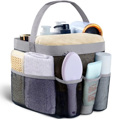 Attmu Mesh Shower Caddy Portable for College Dorm Room Essentials with 8 Pockets, Hanging Shower Caddy Dorm Basket, Quick Dry Shower Bag for Bathroom - Image 1