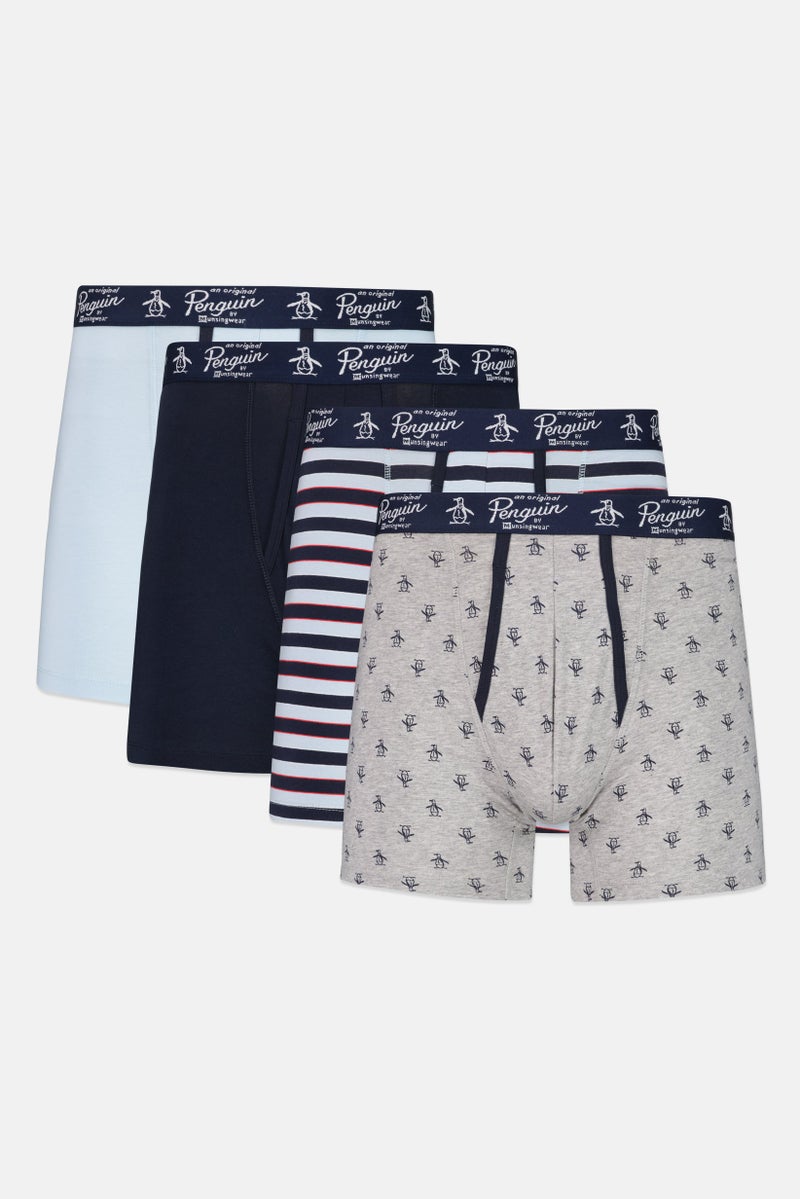 Original Penguin شورت بوكسر رجالي 4 قطع بشعار العلامة التجارية، متعدد الألوان - Image 1