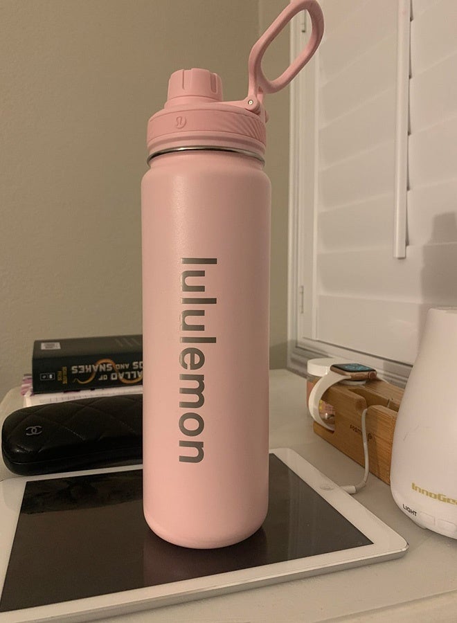 Lululemon 24oz Stainless Steel Back to Life Sport Water Bottles With Push-Pull Lid and Straw, BPA Free - Image 5
