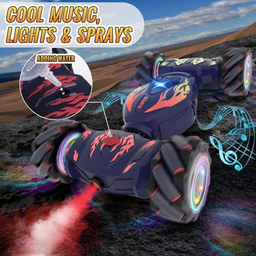 Pristar RC Cars Gesture Sensing RC Stunt Car Toys for Boys Girls 612 24Ghz 4WD Remote Stunt Car with Spray Lights Music 360 Rotate Fast OffRoad Transform Birthday Xmas Gifts for Kids Age 612 - Image 5
