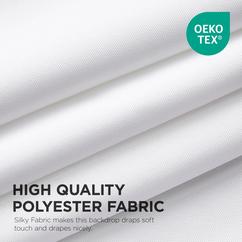 Joydeco White Curtains Backdrop for Wedding Parties, Photo Backdrop Curtains for Wedding Decorations Birthday, Wrinkle Free Polyester 5ft x 10ft Fabric Drape 2 Panels with Rod Pockets - Image 2