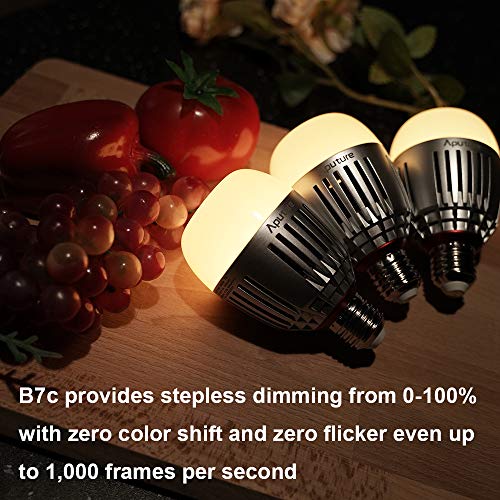 Aputure Accent B7C Smart Led Light Bulbs 7W RGBWW,TLCI 96+ CRI 95+ 2,000K-10,000K Adjustable 0-100% Stepless Dimming CCT/HSI/FX Mode App Control Built-in Battery/AC Power via E26/E27 Socket - Image 2