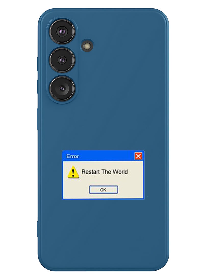 Theodor Protective Slim Fit Case Liquid Silicone Cover with Full Body Protection Anti-Scratch Shockproof Case For Samsung Galaxy S25 (Blue) - Restart the world - Image 1