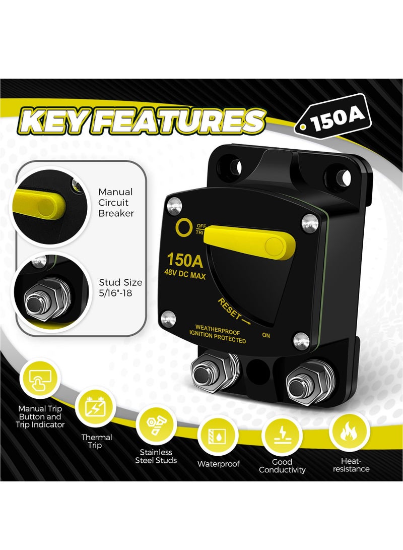 SOLARAE 100 Amp Marine Circuit Breaker with Manual Reset for Boat Marine RV Yacht Electronic Battery Solar System, 12V-48V DC, Waterproof - Image 4