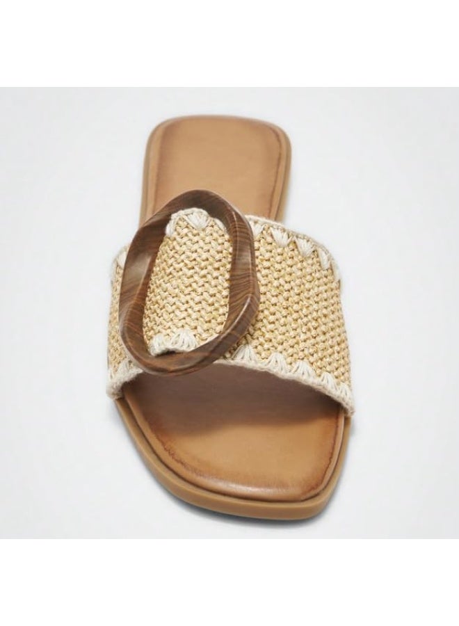 صنادل نسائية أنيقة مسطحة، مناسبة للشاطئ في الإمارات العربية المتحدة، صنادل صيفية مفتوحة الأصابع سهلة الارتداء، مصنوعة من قماش منسوج، مريحة وخفيفة الوزن، مناسبة للارتداء في الأماكن المغلقة والمفتوحة. - Image 4