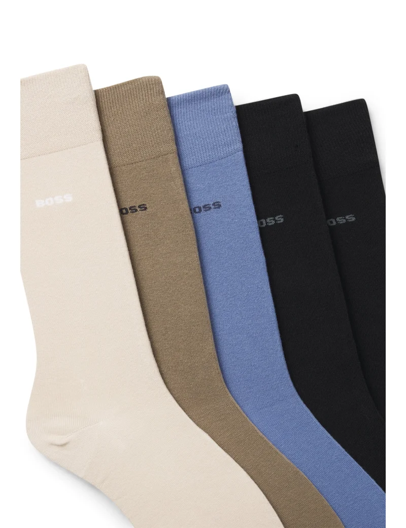 BOSS Five-pack of regular-length socks in a cotton blend