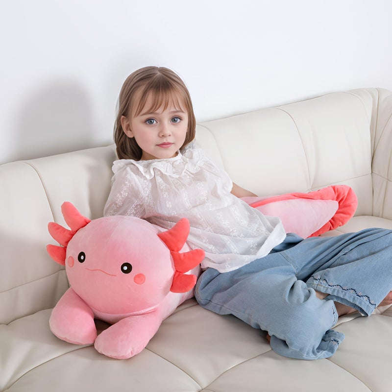 MMguai 40 '' كبير Axolotl أفخم الحيوانات المحشوة Axolotl الوردي وسادة طويلة لعبة عملاقة لينة محشوة السلمندر Plushies هدية للأطفال الأولاد الفتيات عيد ميلاد - Image 3