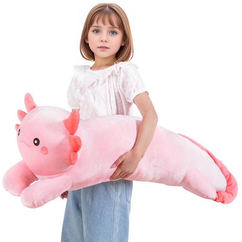 MMguai 40 '' كبير Axolotl أفخم الحيوانات المحشوة Axolotl الوردي وسادة طويلة لعبة عملاقة لينة محشوة السلمندر Plushies هدية للأطفال الأولاد الفتيات عيد ميلاد - Image 1