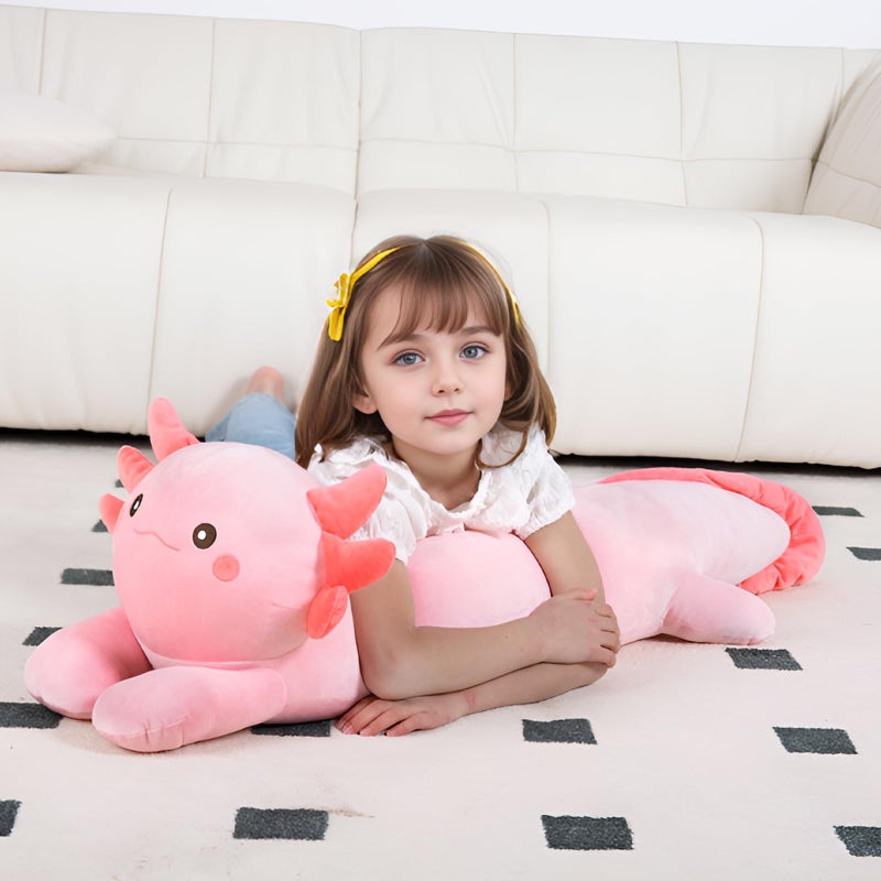MMguai 40 '' كبير Axolotl أفخم الحيوانات المحشوة Axolotl الوردي وسادة طويلة لعبة عملاقة لينة محشوة السلمندر Plushies هدية للأطفال الأولاد الفتيات عيد ميلاد - Image 2