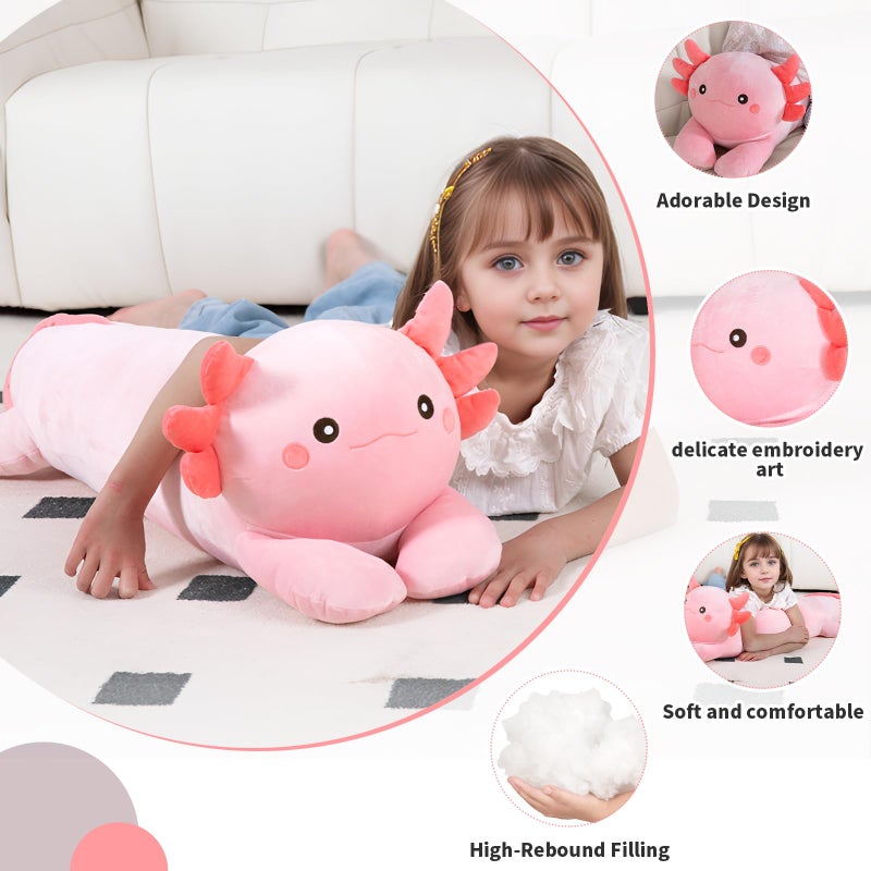 MMguai 40 '' كبير Axolotl أفخم الحيوانات المحشوة Axolotl الوردي وسادة طويلة لعبة عملاقة لينة محشوة السلمندر Plushies هدية للأطفال الأولاد الفتيات عيد ميلاد - Image 5