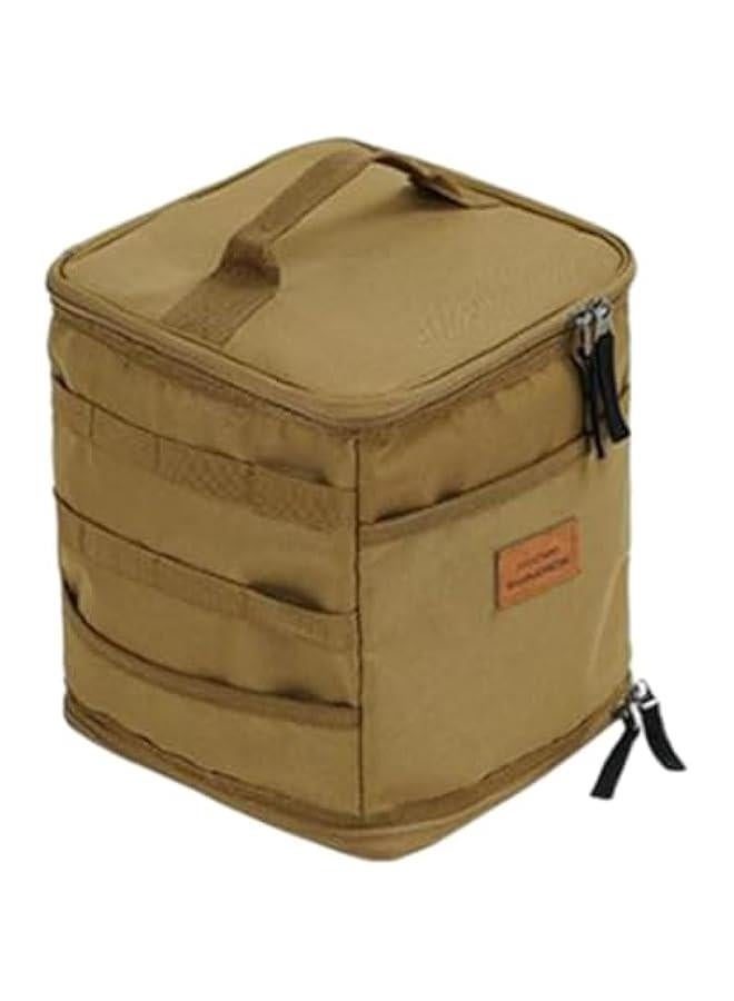 Picnic Storage Bag, Camping Tote Bag, Camping Storage Bag, Gas Tank Storage Bag for Backpacking, Khaki, 21.5cmx21.5cmx23.5cm  - Image 1
