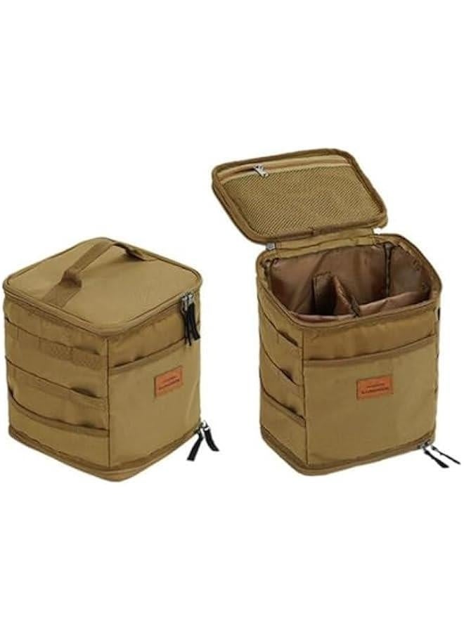 Picnic Storage Bag, Camping Tote Bag, Camping Storage Bag, Gas Tank Storage Bag for Backpacking, Khaki, 21.5cmx21.5cmx23.5cm  - Image 5