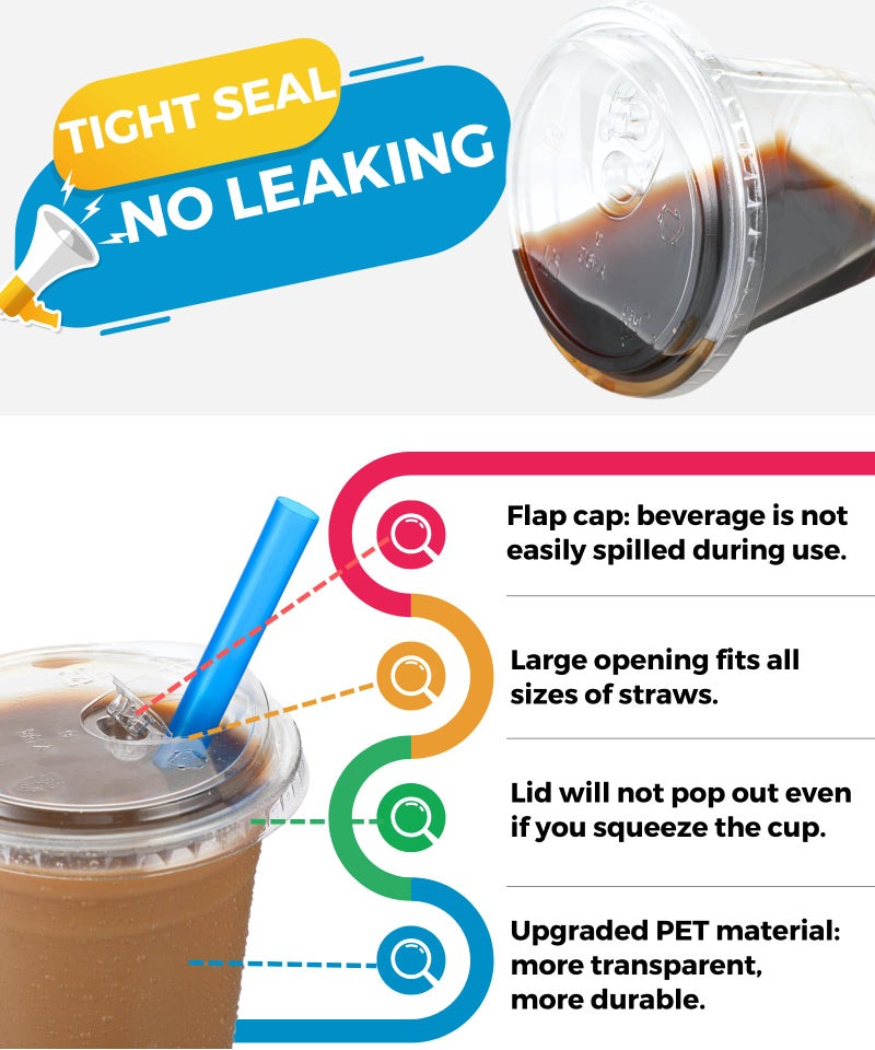 Aatriet 9 oz Clear Plastic Cups with Strawless-Sip-Lids  50 Sets Disposable Cups Plastic Iced Coffee Cups  To Go Cups with Sip Through Lids for Smoothie  Milkshake  Cold Drinks for Party  Wedding  Event - Image 3